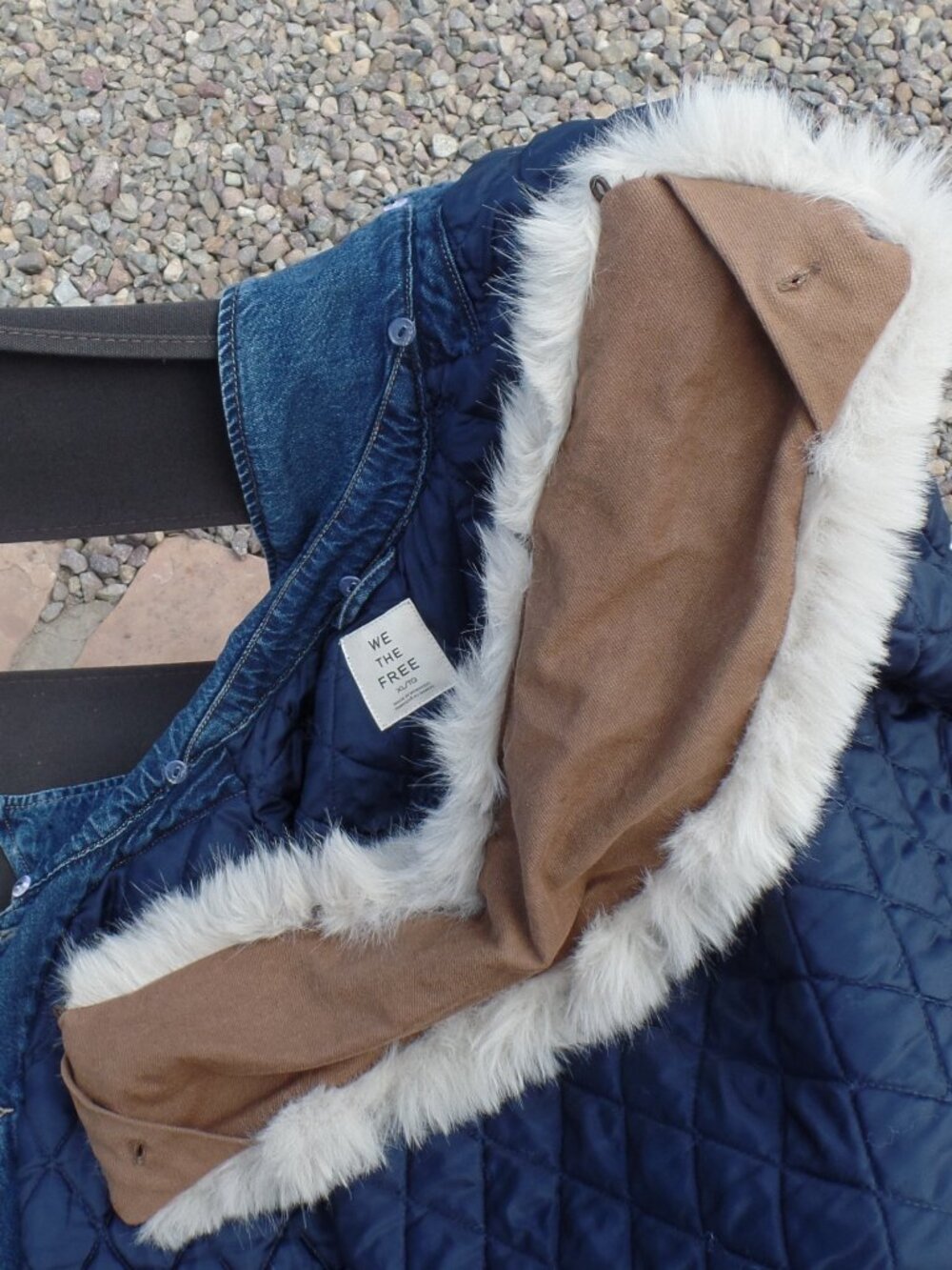 Free People Opal Swing Denim Jacket REMOVABLE Faux Fur Collar NWT XL - Picture 10 of 14